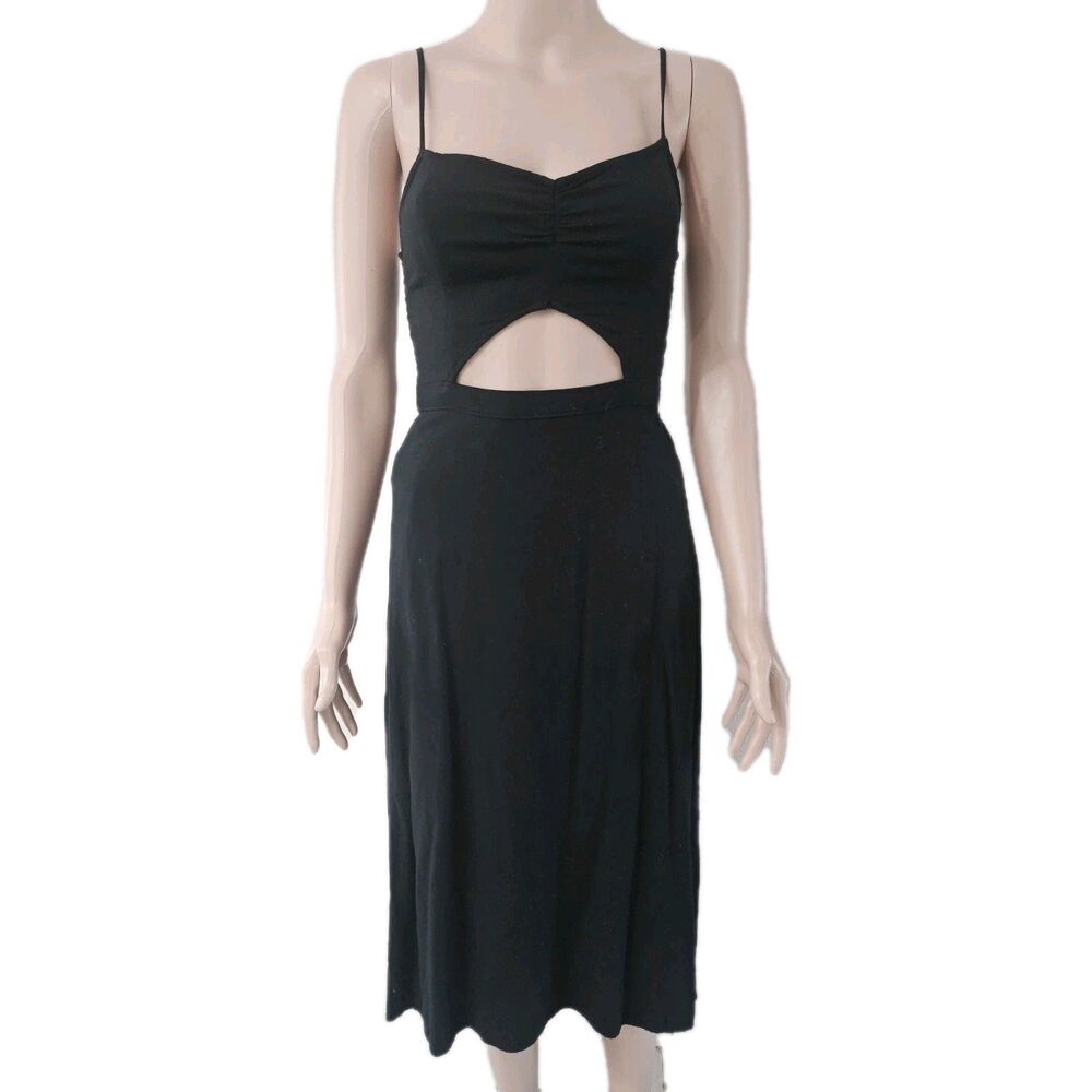 Hollister Black Sleeveless Cutout Slit Midi Dress Size XS